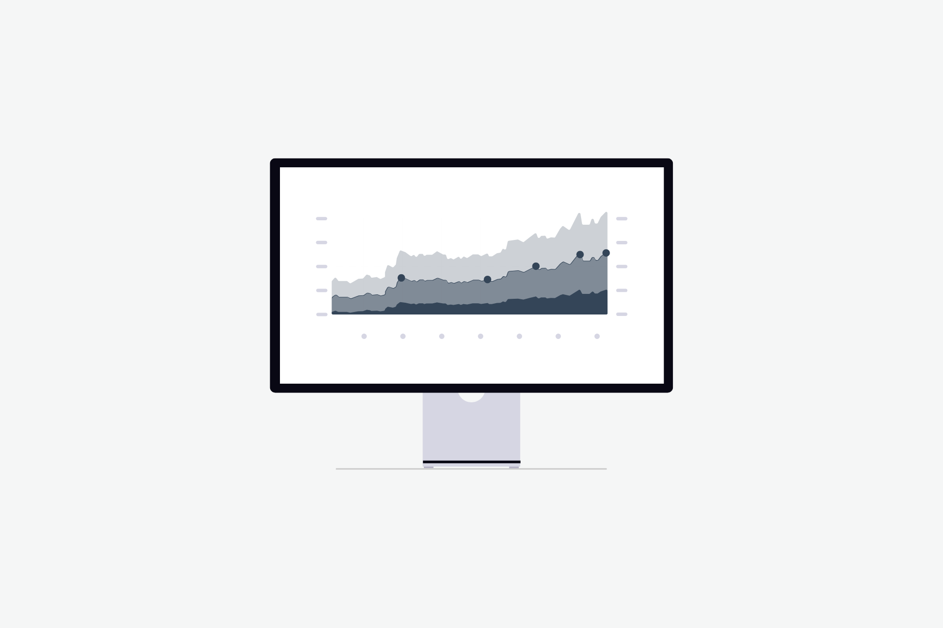 An illustration of a computer screen showing a graph